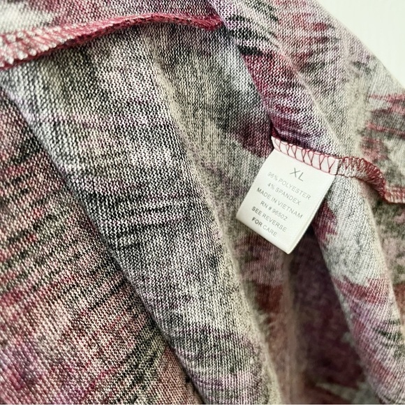 Krazy Kat Open Cardigan Sweater Women's Size XL Purple Print Long Sleeve Draped - Picture 5 of 6